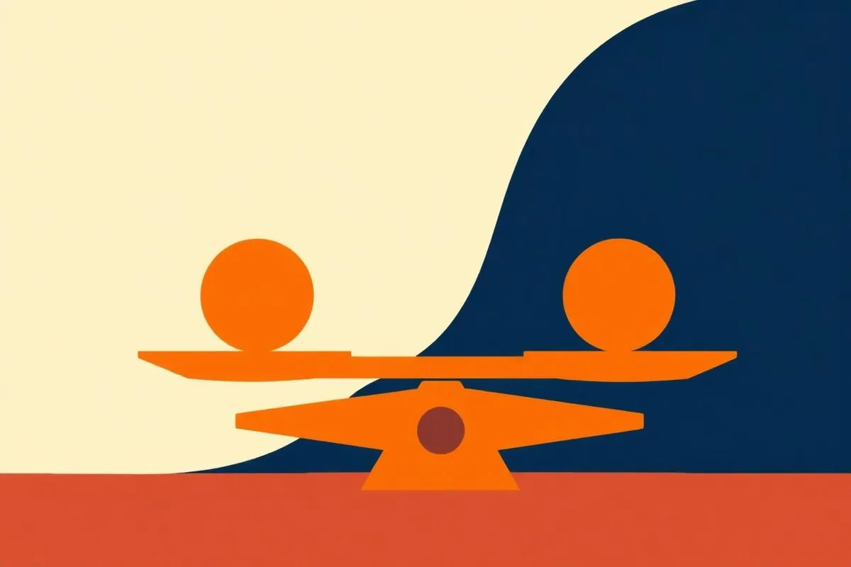Illustration: Waage mit zwei unterschiedlich großen Kreisen