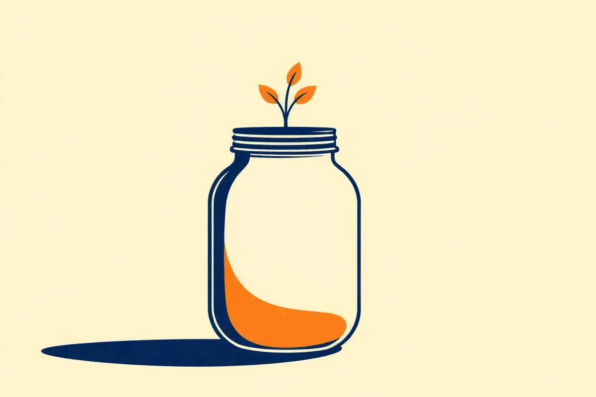 Illustration: Sparglas mit wachsender Pflanze